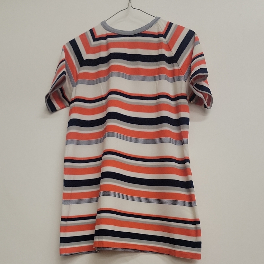 Vintage 70s Double Polyester Striped Short Sleeve Shirt Large Unisex